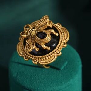 Antique Black Royal Bee Brass Ring